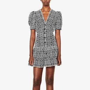 Sandro Angeles Embroidered Mini Dress In Black / White